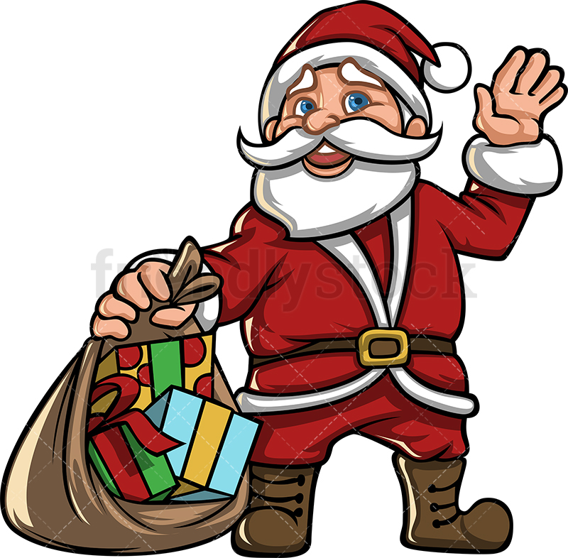 Santa claus with open gift bag. PNG - JPG and vector EPS file fo