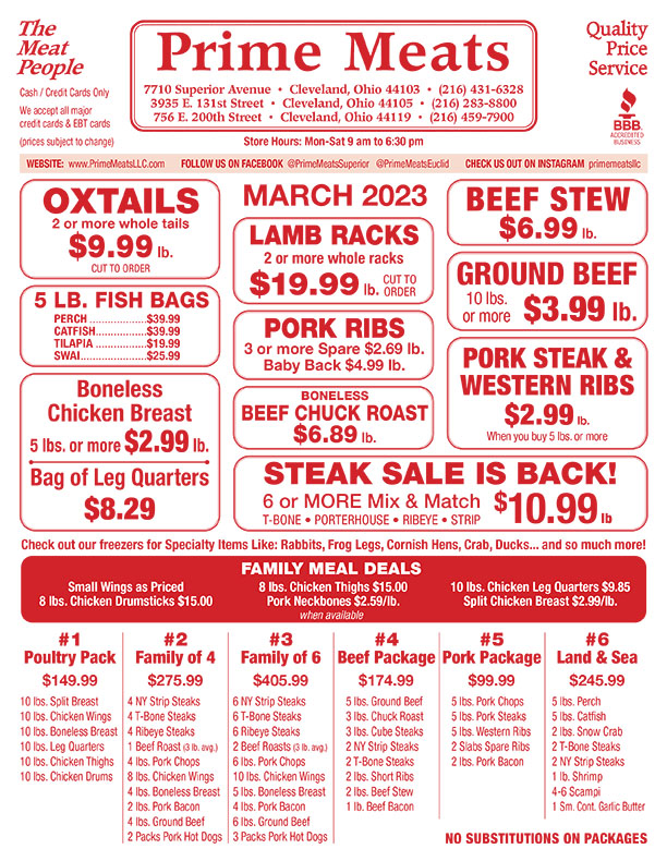 Prime Meats Flyer March 2023