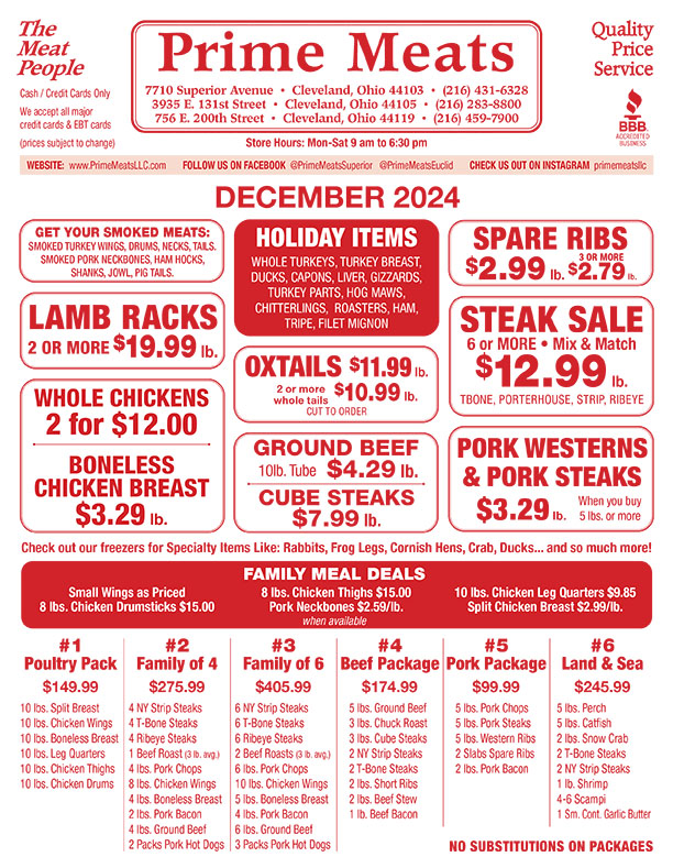 Prime Meats December Specials