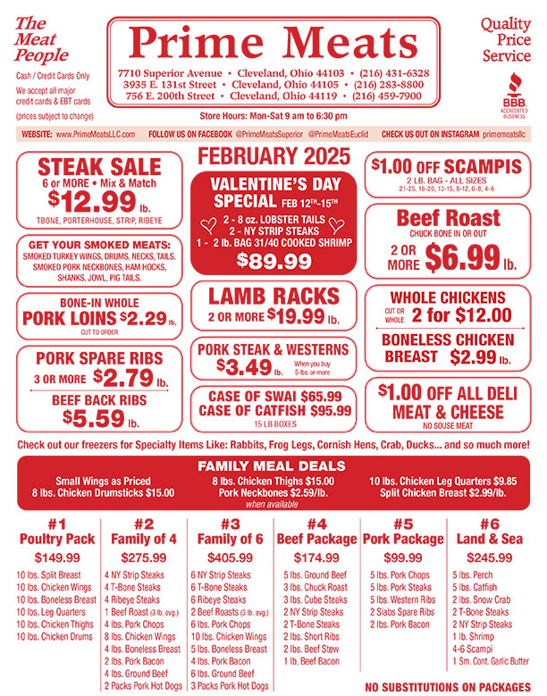 Prime Meats February Specials