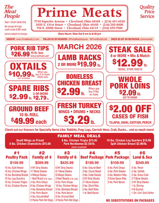 Prime Meats March Specials